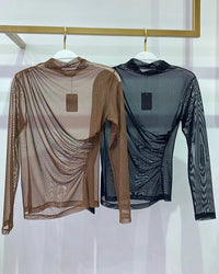 Blusa Gola Alta Tule Marrom
