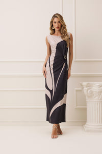 Vestido Longo Estampado C/ Metal